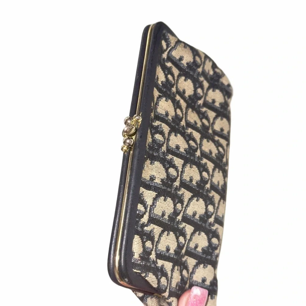 Vintage Dior Navy Trotter Kisslock Wallet Pouch